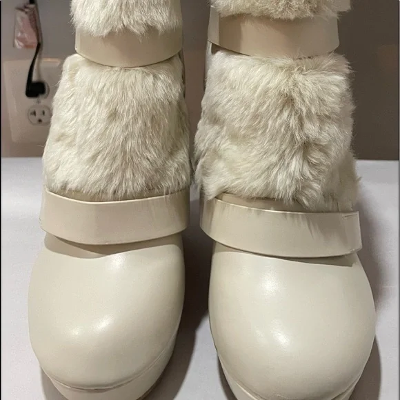 Juicy Couture Shoes Juicy Couture White Fur Platform Ankle